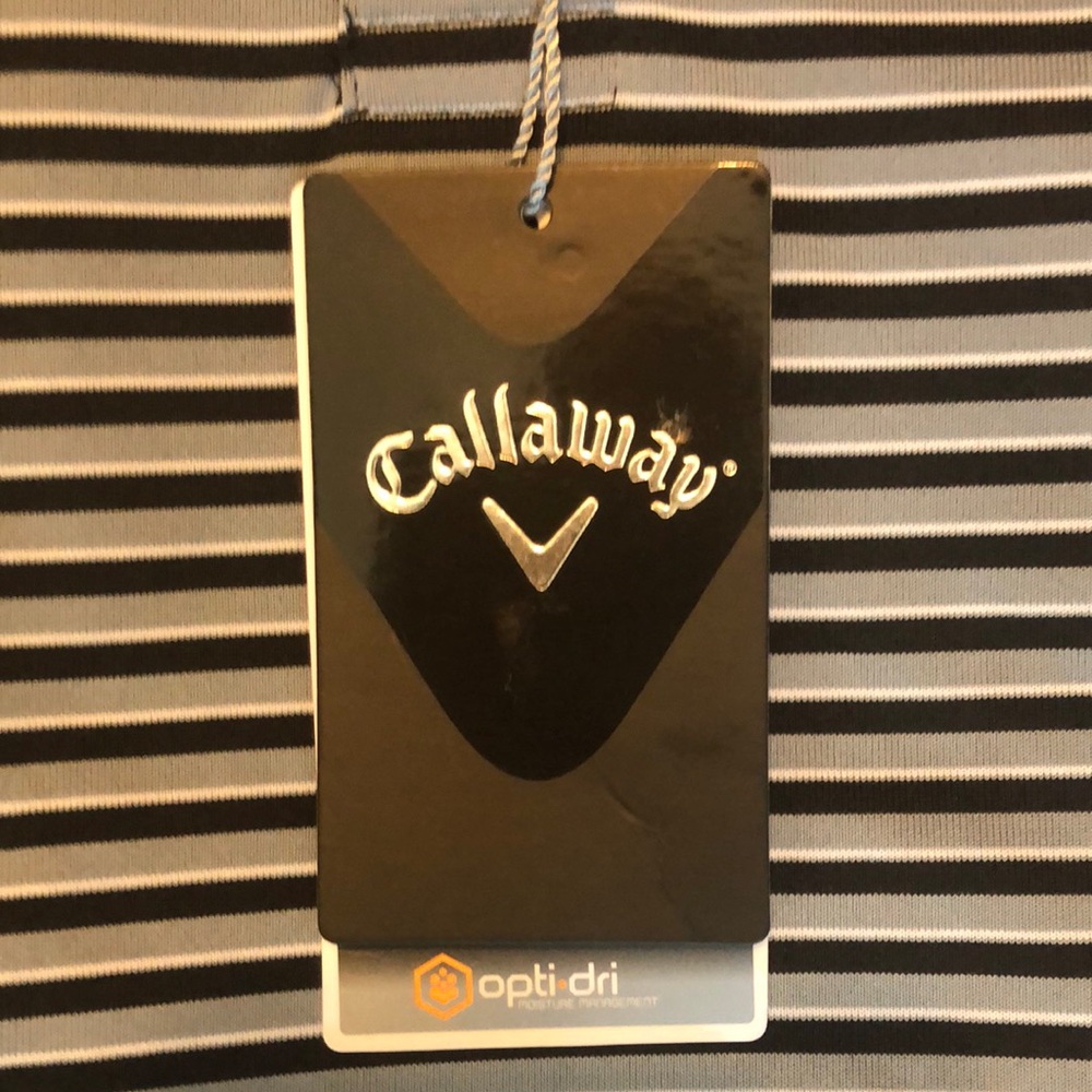 Callaway Black and White Striped Polo Shirt - Picture 6 of 6